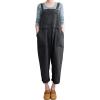 imageFlygo Womens Overalls Cotton Linen Overalls for Women Loose Fit Harem Wide Leg Jumpsuit with PocketsDark Grey