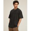 imageFlygo Men Oversized T Shirts Acid Washed Unisex Tee Loose Fit Short Sleeve Casual Streetwear Baggy Basic Tops Black L Large