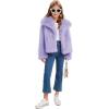 imageFlygo Girls Faux Fur Coat Kids Fluffy Long Sleeve Lapel Collar Open Front Jacket Warm Winter Shaggy Outwear with PocketsPurple
