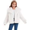 imageFlygo Girls Faux Fur Coat Kids Fluffy Long Sleeve Lapel Collar Open Front Jacket Warm Winter Shaggy Outwear with PocketsWhite