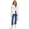 imageFlygo Girls Faux Fur Coat Kids Fluffy Long Sleeve Lapel Collar Open Front Jacket Warm Winter Shaggy Outwear with PocketsWhite