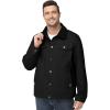 imageFlygo Mens Flannel Lined Shirt Jacket Cotton Corduroy Turndown Collar Snap Button Rugged Cargo Trucker Jacket Multi PocketsBlack