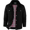 imageFlygo Mens Flannel Lined Shirt Jacket Cotton Corduroy Turndown Collar Snap Button Rugged Cargo Trucker Jacket Multi PocketsBlack