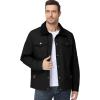 imageFlygo Mens Flannel Lined Shirt Jacket Cotton Corduroy Turndown Collar Snap Button Rugged Cargo Trucker Jacket Multi PocketsBlack