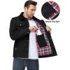 imageFlygo Mens Flannel Lined Shirt Jacket Cotton Corduroy Turndown Collar Snap Button Rugged Cargo Trucker Jacket Multi PocketsBlack