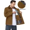 imageFlygo Mens Flannel Lined Shirt Jacket Cotton Corduroy Turndown Collar Snap Button Rugged Cargo Trucker Jacket Multi PocketsBrown