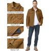 imageFlygo Mens Flannel Lined Shirt Jacket Cotton Corduroy Turndown Collar Snap Button Rugged Cargo Trucker Jacket Multi PocketsBrown