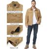 imageFlygo Mens Flannel Lined Shirt Jacket Cotton Corduroy Turndown Collar Snap Button Rugged Cargo Trucker Jacket Multi PocketsKhaki