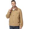 imageFlygo Mens Flannel Lined Shirt Jacket Cotton Corduroy Turndown Collar Snap Button Rugged Cargo Trucker Jacket Multi PocketsKhaki
