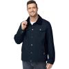 imageFlygo Mens Flannel Lined Shirt Jacket Cotton Corduroy Turndown Collar Snap Button Rugged Cargo Trucker Jacket Multi PocketsNavyblue