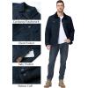 imageFlygo Mens Flannel Lined Shirt Jacket Cotton Corduroy Turndown Collar Snap Button Rugged Cargo Trucker Jacket Multi PocketsNavyblue