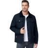 imageFlygo Mens Flannel Lined Shirt Jacket Cotton Corduroy Turndown Collar Snap Button Rugged Cargo Trucker Jacket Multi PocketsNavyblue