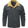 imageFlygo Mens Winter Jackets Sherpa Lined Fleece Trucker Jacket Thick Warm Lapel Work Cargo Coat OuterwearDark Grey