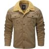 imageFlygo Mens Winter Jackets Sherpa Lined Fleece Trucker Jacket Thick Warm Lapel Work Cargo Coat OuterwearKhaki