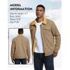 imageFlygo Mens Winter Jackets Sherpa Lined Fleece Trucker Jacket Thick Warm Lapel Work Cargo Coat OuterwearKhaki