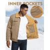 imageFlygo Mens Winter Jackets Sherpa Lined Fleece Trucker Jacket Thick Warm Lapel Work Cargo Coat OuterwearKhaki