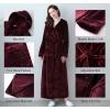 imageFlygo Womens Fuzzy Plush Long Hooded Robe Full Length Flannel Fleece Bathrobe Warm HousecoatNavyM