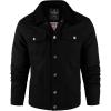 imageFlygo Mens Flannel Lined Shirt Jacket Cotton Corduroy Turndown Collar Snap Button Rugged Cargo Trucker Jacket Multi PocketsBlack