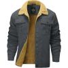 imageFlygo Mens Winter Jackets Sherpa Lined Fleece Trucker Jacket Thick Warm Lapel Work Cargo Coat OuterwearDark Grey