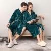 imageFlygo Womens Soft Warm Pleuche Bathrobe Long Couple Pajamas with PocketsGreen