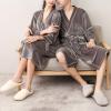 imageFlygo Womens Soft Warm Pleuche Bathrobe Long Couple Pajamas with PocketsGrey