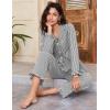 imageFlygo Womens Striped Pajama Sets 2 Piece Cotton Lounge Sets Button Down Top Straight Leg Pants with Pockets Y2K Pjs SleepwearBlack