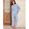 imageFlygo Womens Striped Pajama Sets 2 Piece Cotton Lounge Sets Button Down Top Straight Leg Pants with Pockets Y2K Pjs SleepwearBlue