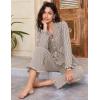 imageFlygo Womens Striped Pajama Sets 2 Piece Cotton Lounge Sets Button Down Top Straight Leg Pants with Pockets Y2K Pjs SleepwearCoffee