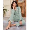 imageFlygo Womens Striped Pajama Sets 2 Piece Cotton Lounge Sets Button Down Top Straight Leg Pants with Pockets Y2K Pjs SleepwearDarkgreen