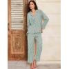 imageFlygo Womens Striped Pajama Sets 2 Piece Cotton Lounge Sets Button Down Top Straight Leg Pants with Pockets Y2K Pjs SleepwearDarkgreen