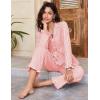 imageFlygo Womens Striped Pajama Sets 2 Piece Cotton Lounge Sets Button Down Top Straight Leg Pants with Pockets Y2K Pjs SleepwearOrangered