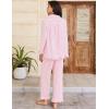 imageFlygo Womens Striped Pajama Sets 2 Piece Cotton Lounge Sets Button Down Top Straight Leg Pants with Pockets Y2K Pjs SleepwearPink