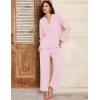 imageFlygo Womens Striped Pajama Sets 2 Piece Cotton Lounge Sets Button Down Top Straight Leg Pants with Pockets Y2K Pjs SleepwearPink