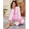imageFlygo Womens Striped Pajama Sets 2 Piece Cotton Lounge Sets Button Down Top Straight Leg Pants with Pockets Y2K Pjs SleepwearRose