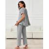 imageFlygo Womens Striped Pajama Sets 2 Piece Cotton Pjs Lounge Set Ruffle Button Down Tops Long Pants Soft Sleepwear with PocketsBlack