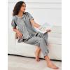 imageFlygo Womens Striped Pajama Sets 2 Piece Cotton Pjs Lounge Set Ruffle Button Down Tops Long Pants Soft Sleepwear with PocketsBlack
