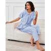 imageFlygo Womens Striped Pajama Sets 2 Piece Cotton Pjs Lounge Set Ruffle Button Down Tops Long Pants Soft Sleepwear with PocketsBlue