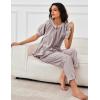 imageFlygo Womens Striped Pajama Sets 2 Piece Cotton Pjs Lounge Set Ruffle Button Down Tops Long Pants Soft Sleepwear with PocketsCoffee
