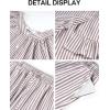 imageFlygo Womens Striped Pajama Sets 2 Piece Cotton Pjs Lounge Set Ruffle Button Down Tops Long Pants Soft Sleepwear with PocketsCoffee