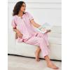 imageFlygo Womens Striped Pajama Sets 2 Piece Cotton Pjs Lounge Set Ruffle Button Down Tops Long Pants Soft Sleepwear with PocketsPink