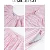 imageFlygo Womens Striped Pajama Sets 2 Piece Cotton Pjs Lounge Set Ruffle Button Down Tops Long Pants Soft Sleepwear with PocketsPink