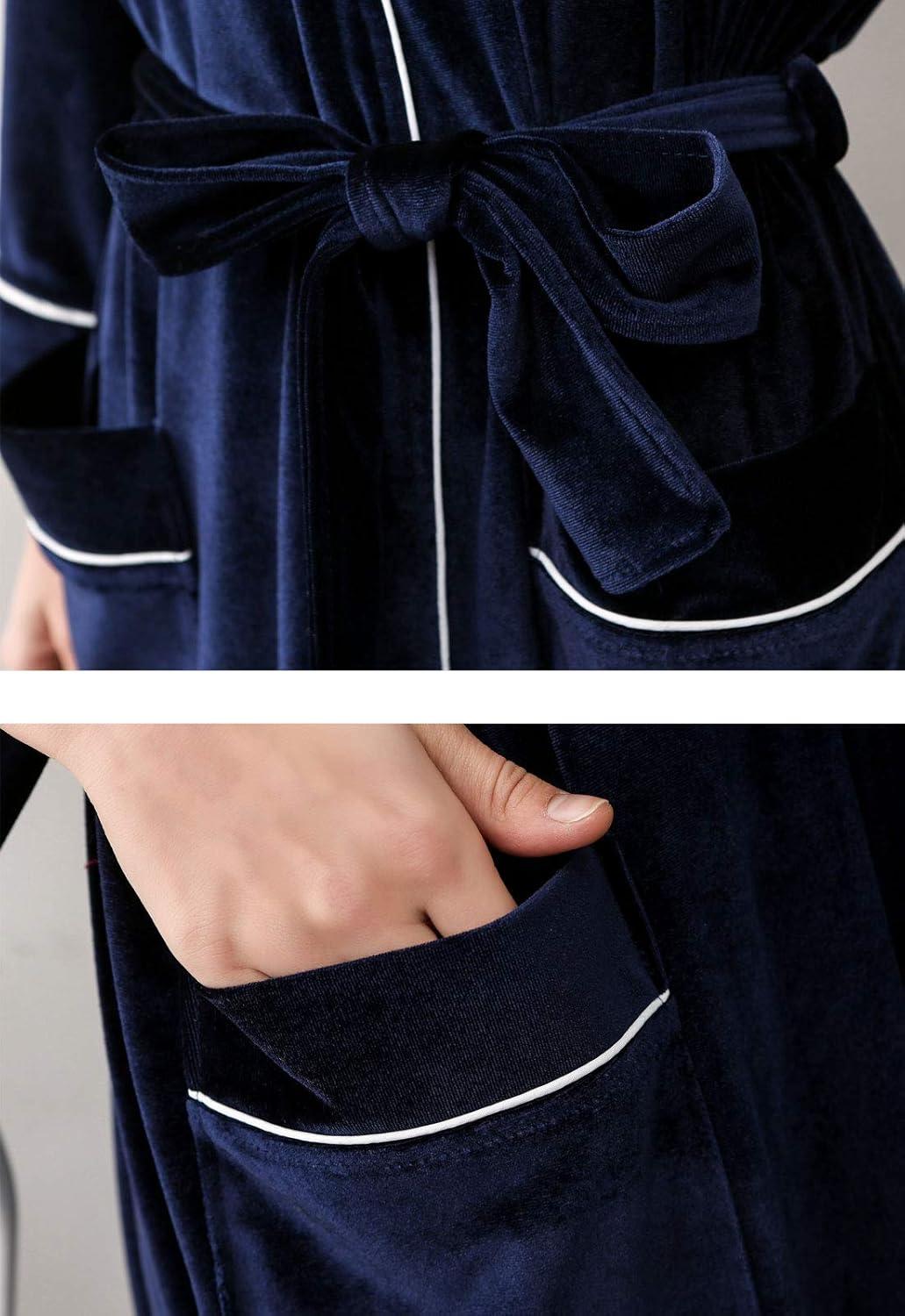 imageFlygo Mens Pleuche Bathrobe Long Nightwear Sleepwear PocketsGreen