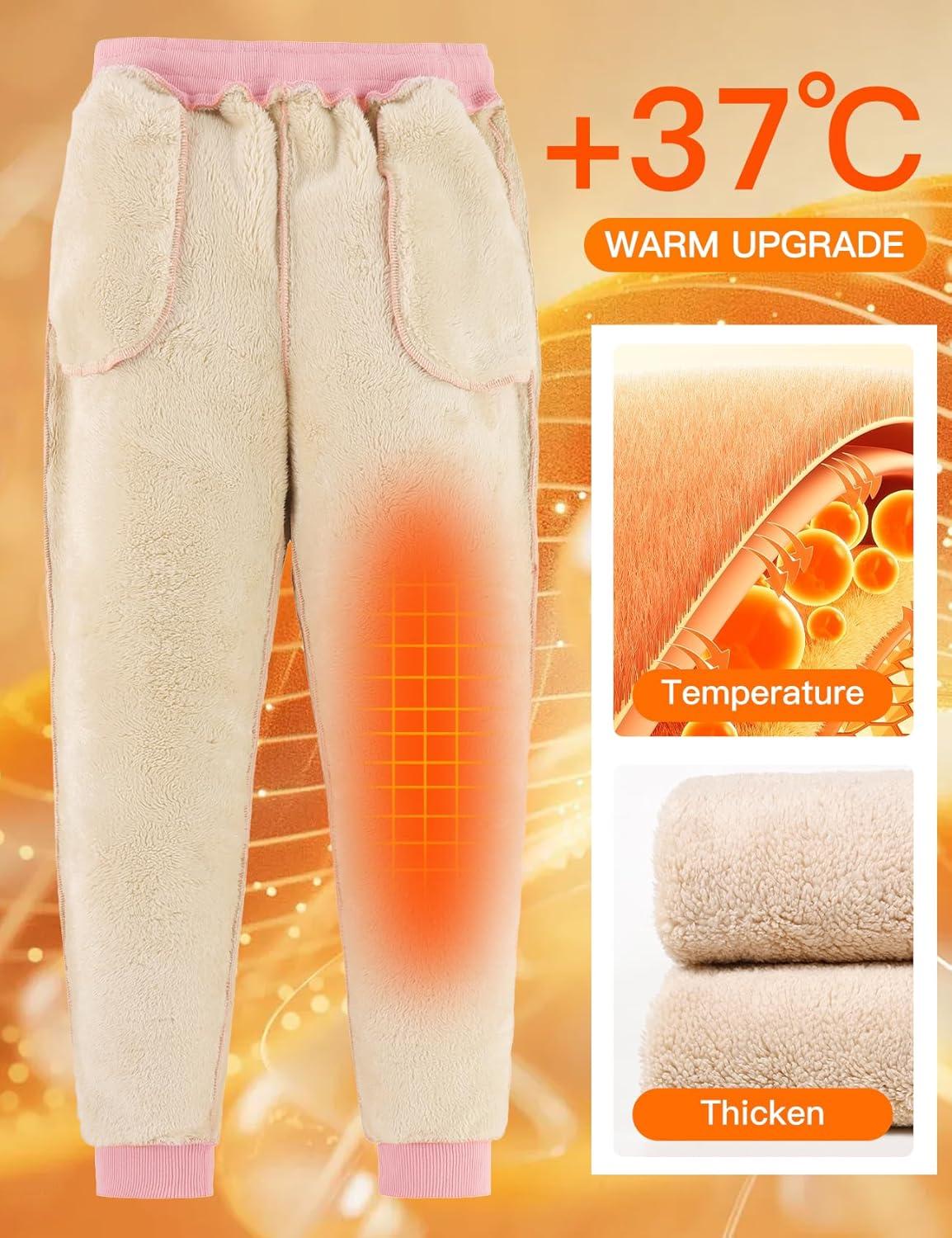 imageFlygo Womens Warm Fleece Pants Sherpa Lined Sweatpants Active Running Joggers PantsNavy