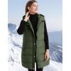 imageFlygo Long Puffer Vest Women Hooded Sleeveless Winter Jacket Button Zip Up Quilted Vest Padded OuterwearArmy Green