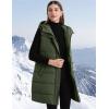 imageFlygo Long Puffer Vest Women Hooded Sleeveless Winter Jacket Button Zip Up Quilted Vest Padded OuterwearArmy Green