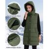imageFlygo Long Puffer Vest Women Hooded Sleeveless Winter Jacket Button Zip Up Quilted Vest Padded OuterwearArmy Green