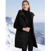 imageFlygo Long Puffer Vest Women Hooded Sleeveless Winter Jacket Button Zip Up Quilted Vest Padded OuterwearBlack