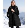 imageFlygo Long Puffer Vest Women Hooded Sleeveless Winter Jacket Button Zip Up Quilted Vest Padded OuterwearBlack
