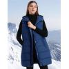 imageFlygo Long Puffer Vest Women Hooded Sleeveless Winter Jacket Button Zip Up Quilted Vest Padded OuterwearBlue