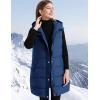imageFlygo Long Puffer Vest Women Hooded Sleeveless Winter Jacket Button Zip Up Quilted Vest Padded OuterwearBlue